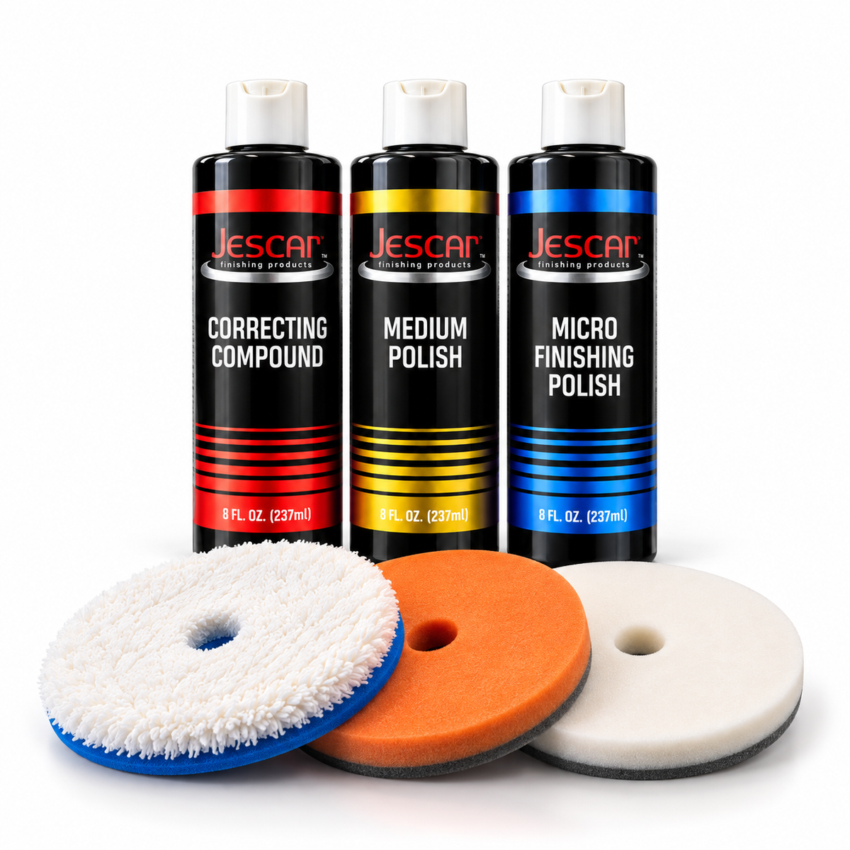 Kit Corte, Refino e Lustro (3 Boinas + 3 Compostos)