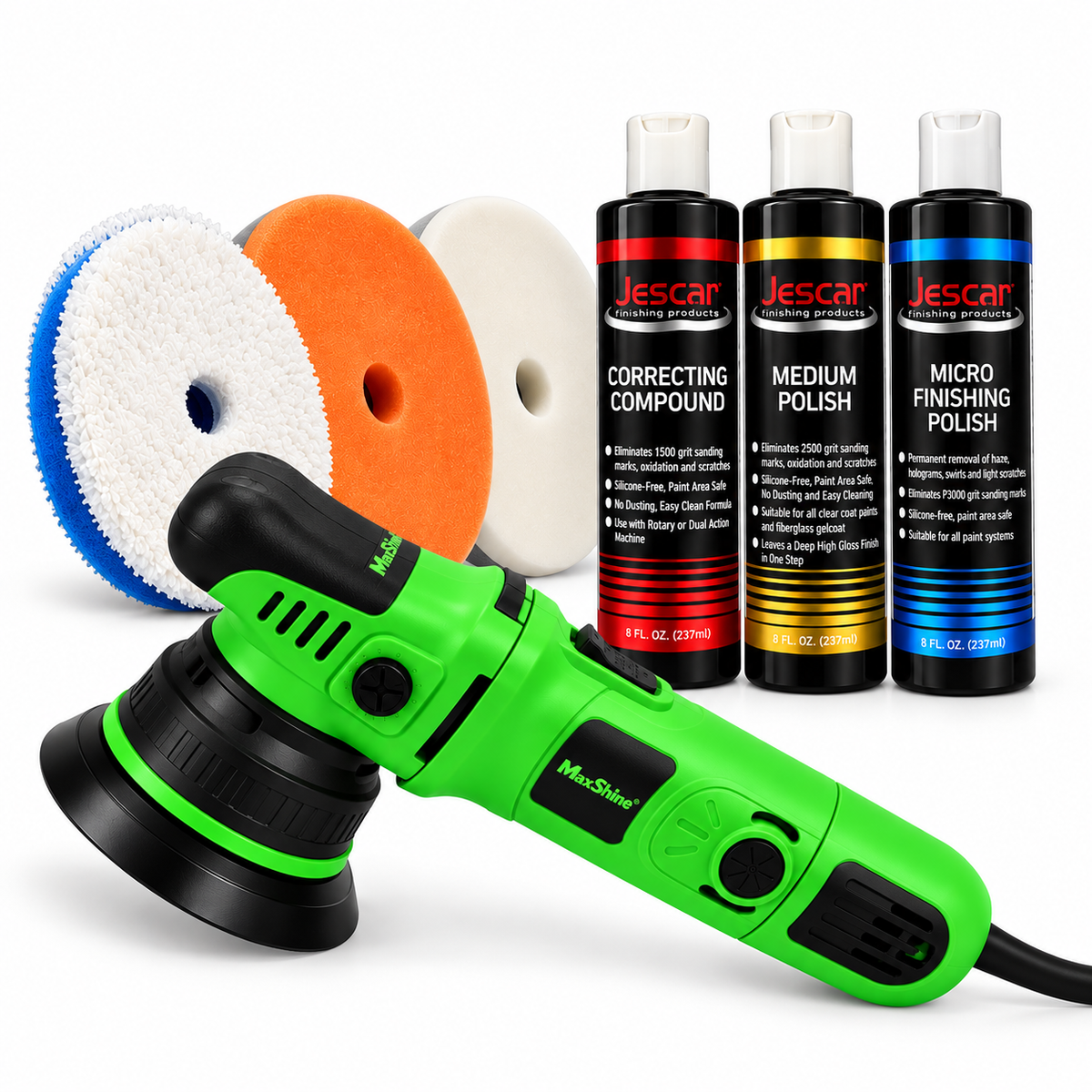 Kit Correção Completa (Politriz Maxshine + 3 Boinas + 3 Compostos)